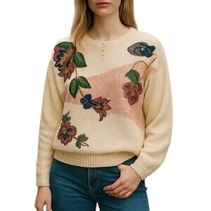 Exclusive Imports 90s Vintage Floral Embellished Sweater Size Large